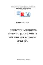 Ineffective salesforce in improving quality worker life joint stock company (iqwl jsc)
