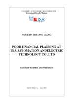 Poor financial planning at tea automation and electric technology co., ltd.