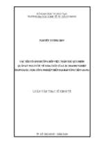 Các yếu tố ảnh hưởng đến việc tuân thủ quy định quản lý nhà nước về hoá chất của các doanh nghiệp trong khu, cụm công nghiệp trên địa bàn tỉnh tiền giang