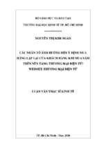 Các nhân tố ảnh hưởng đến ý định mua hàng lặp lại của khách hàng khi mua sắm trên các nền tảng thương mại điện tử website thương mại điện tử