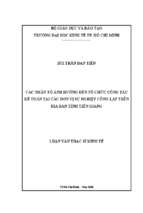 Các nhân tố ảnh hưởng đến tổ chức công tác kế toán tại các đơn vị sự nghiệp công lập trên địa bàn tỉnh tiền giang