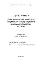 Nghiên cứu phương pháp xác định đa dư lượng kháng sinh trong thịt bằng kỹ thuật sắc ký lỏng ghép 2 lần khối phổ (lc msms)