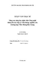 Nâng cao năng lực nhân viên công nghệ thông tin tại công ty viễn thông nghiên cứu trường hợp viễn thông bắc giang