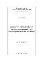 Giải pháp duy trì nguồn nhân lực tại công ty cổ phần phát triển công nghệ viễn thông tin học sun việt