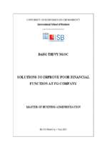 Solutions to improve poor financial function at pg company