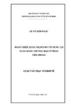 Hoàn thiện quản trị rủi ro tín dụng tại ngân hàng thương mại cổ phần tiên phong