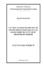 Các nhân tố ảnh hưởng đến mức độ công bố thông tin kế toán của các doanh nghiệp nhà nước thuộc thành phố hồ chí minh