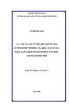 Các yếu tố ảnh hưởng đến quyết định sử dụng thẻ tín dụng của khách hàng tại ngân hàng tmcp công thương việt nam chi nhánh phú yên