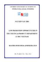 Low promotion opportunities in the testing  product department at bsc vietnam