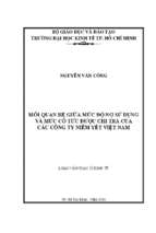 Mối quan hệ giữa mức độ nợ sử dụng và mức cổ tức được chi trả của các công ty niêm yết việt nam