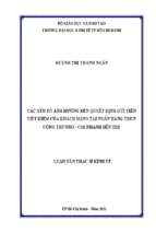 Các yếu tố ảnh hưởng đến quyết định gửi tiền tiết kiệm của khách hàng tại ngân hàng tmcp công thương việt nam   chi nhánh bến tre