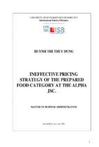 Ineffective pricing strategy of the prepared food category at the alpha jsc