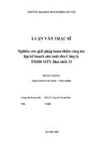 Nghiên cứu giải pháp hoàn thiện công tác lập kế hoạch sản xuất cho công ty tnhh mtv hóa chất 21