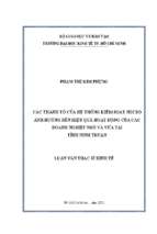 Các thành tố của hệ thống kiểm soát nội bộ ảnh hưởng đến hiệu quả hoạt động của các doanh nghiệp nhỏ và vừa tại tỉnh ninh thuận