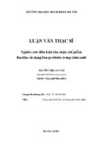 Nghiên cứu điều kiện thu nhận chế phẩm bacillus sử dụng làm probiotic trong chăn nuôi