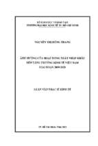 Ảnh hưởng của hoạt động xuất nhập khẩu đến tăng trưởng kinh tế việt nam giai đoạn 2009   2020