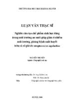 Nghiên cứu tạo chế phẩm sinh học dùng trong môi trường ao nuôi giúp giảm ô nhiễm môi trường, phòng bệnh xuất huyết trên cá rô phi do streptococcus agalactiae