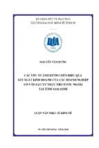 Các yếu tố ảnh hưởng đến hiệu quả sản xuất kinh doanh của các doanh nghiệp có vốn đầu tư trực tiếp nước ngoài tại tỉnh nam định