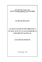 Các nhân tố ảnh hưởng đến chính sách cổ tức bằng chứng từ các doanh nghiệp phi tài chính niêm yết tại việt nam