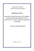 Ảnh hưởng của hoạt động quản trị tài chính và lợi thế cạnh tranh lên hiệu quả vốn vay trường hợp các tổ chức tín dụng tại thành phố hồ chí minh