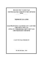 Giải pháp nâng cao động lực làm việc cho nhân viên tại công ty tnhh reeracoen việt nam chi nhánh hồ chí minh