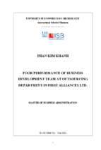Poor performance of business development team at outsourcing department in first alliances ltd.