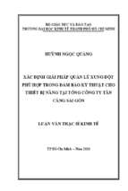 Xác định giải pháp quản lý xung đột phù hợp trong đảm bảo kỹ thuật cho thiết bị nâng tại tổng công ty tân cảng sài gòn