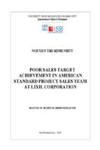 Poor sales target achievement in american standard project sales team at lixil corporation