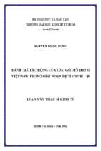 Đánh giá tác động của các gói hỗ trợ ở việt nam trong giai đoạn dịch covid–19
