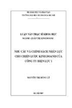 Nhu cầu và chính sách nhân lực cho chiến lược kinh doanh của công ty điện lực 1