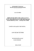 Thiết kế hệ thống thu gom và xử lý nước thải sinh hoạt đô thị trên địa bàn thành phố hạ long   tỉnh quảng ninh