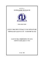 Quản lý nhà nước về trật tự xây dựng đô thị trên địa bàn quận tây hồ   thành phố hà nội