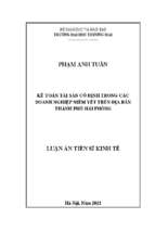 Luận án kế toán tài sản cố định trong các doanh nghiệp niêm yết trên địa bàn thành phố hải phòng