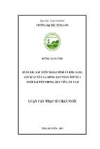 Đánh giá đặc điểm ngoại hình và khả năng sản xuất của gà móng hạt nhân thế hệ thứ 4 nuôi tại tiên phong, duy tiên, hà nam