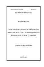 Luận án hoàn thiện thể chế kinh tế đối với doanh nghiệp nhà nước ở việt nam trong điều kiện hội nhập kinh tế quốc tế hiện nay.