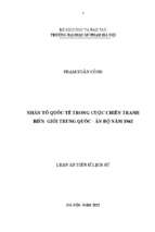 Luận án  nhân tố quốc tế trong cuộc chiến tranh biên giới trung quốc – ấn độ năm 1962