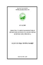 Ảnh hưởng của một số giải pháp kỹ thuật đến khả năng sản xuất của lợn bản nuôi tại huyện mộc châu, tỉnh sơn la