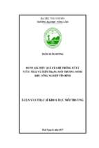 Đánh giá hiệu quả của hệ thống xử lý nước thải và hiện trạng môi trường nước khu công nghiệp yên bình