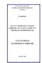 Luận án quản lý thuế đối với các doanh nghiệp khu vực tư nhân   nghiên cứu trên địa bàn thành phố hà nội