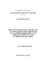 Luận án phân tích đổi mới công nghệ, đổi mới lao động, định hướng kinh doanh của các doanh nghiệp nhỏ và vừa ở đồng bằng sông cửu long và chính sách phát triển