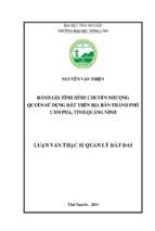 Đánh giá tình hình chuyển nhượng quyền sử dụng đất trên địa bàn thành phố cẩm phả tỉnh quảng ninh