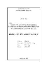 Nghiên cứu ảnh hưởng của hoạt động du lịch tới môi trường nước hồ ba bể tại khu du lịch vườn quốc gia ba bể   bắc kạn.