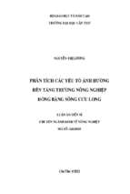 Luận án phân tích các yếu tố ảnh hưởng đến tăng trưởng nông nghiêp đồng bằng sông cửu long