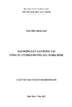 Tạo động lực lao động tại công ty cổ phần đường sắt nghĩa bình
