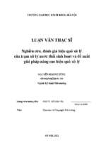Nghiên cứu, đánh giá hiệu quả xử lý của trạm xử lý nước thải sinh hoạt và đề xuất giải pháp nâng cao hiệu quả xử lý