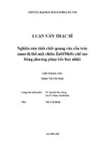 Nghiên cứu tính chất quang của cấu trúc nano dị thể một chiều znomos2 chế tạo bằng phương pháp bốc bay nhiệt