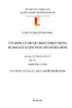 Ứng dụng lý thuyết mạng nơron trong dự báo lưu lượng nước đến hồ hoà bình
