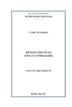 Kế toán công nợ tại công ty cổ phần hanel