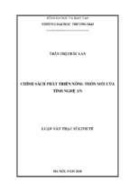 Chính sách phát triển nông thôn mới của tỉnh nghệ an
