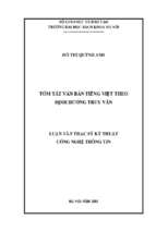 Tóm tắt văn bản tiếng việt theo định hướng truy vấn